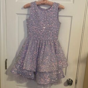 Rare Editions Girl’s Lavender Sequin Tiered Party Dress size 10